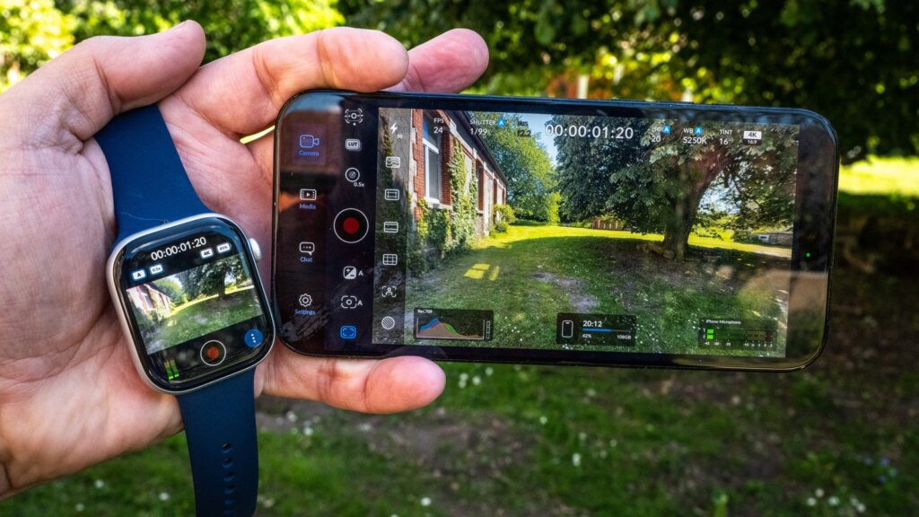 iPhone i Apple Watch s Blackmagic Camera sučeljem za daljinsko upravljanje snimanjem