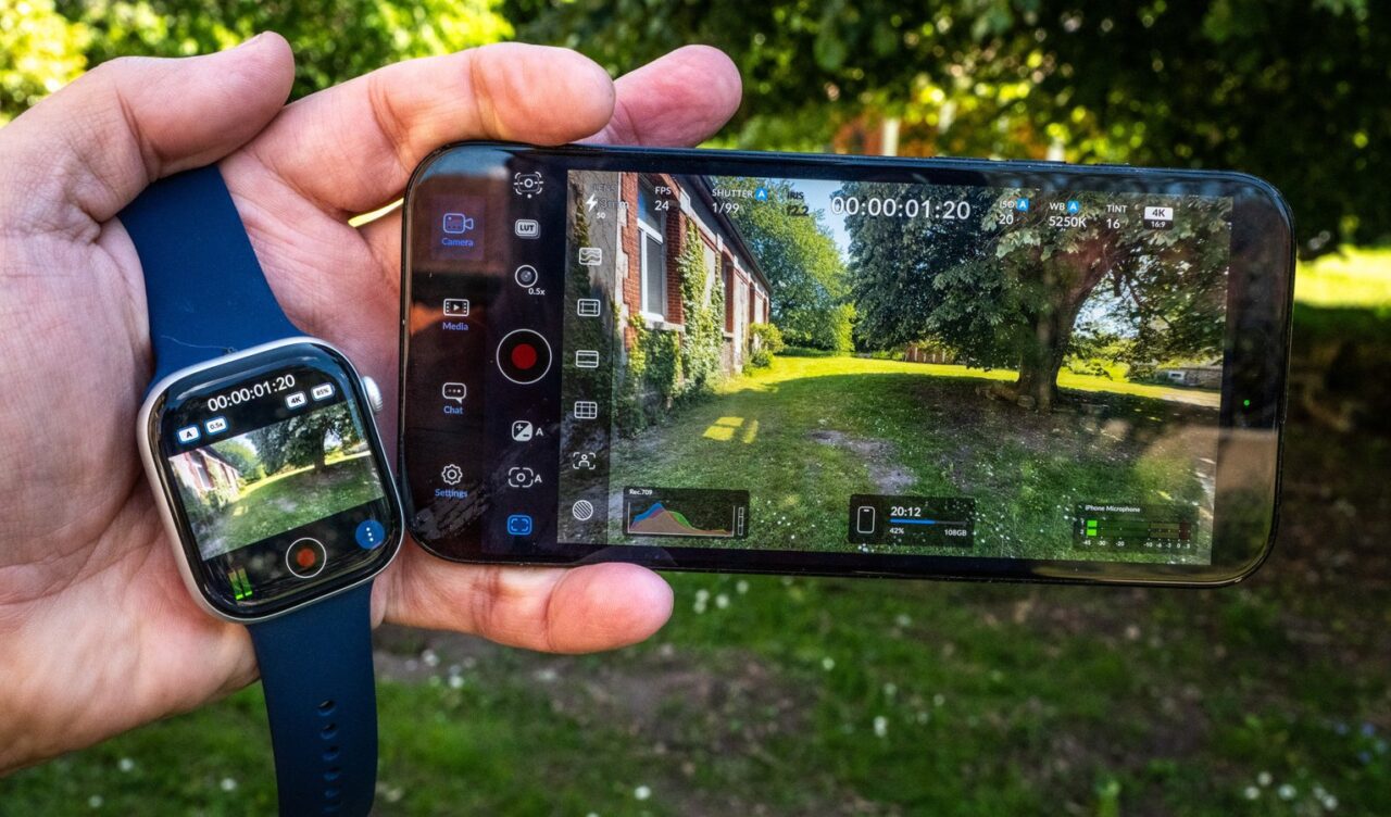 iPhone i Apple Watch s Blackmagic Camera sučeljem za daljinsko upravljanje snimanjem