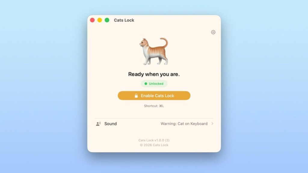 Cats Lock je Mac aplikacija za blokiranje neželjenog unosa tipkovnicom dok vam se mačka šeće po računalu