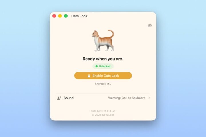 Cats Lock je Mac aplikacija za blokiranje neželjenog unosa tipkovnicom dok vam se mačka šeće po računalu