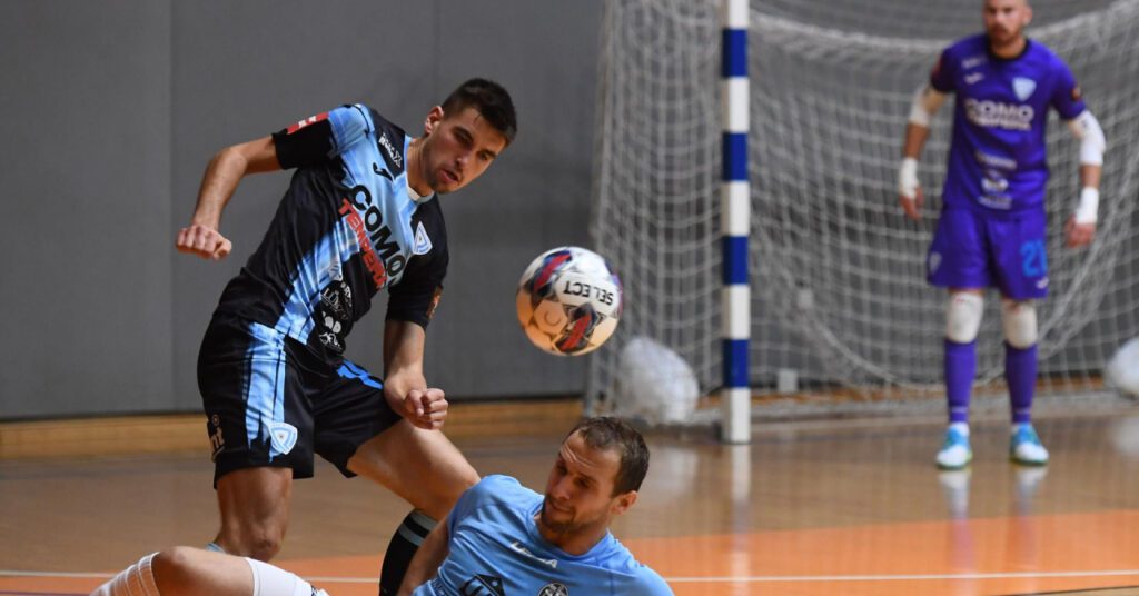 Futsal akcija s utakmice Crnica - Rijeka u četvrtfinalu doigravanja