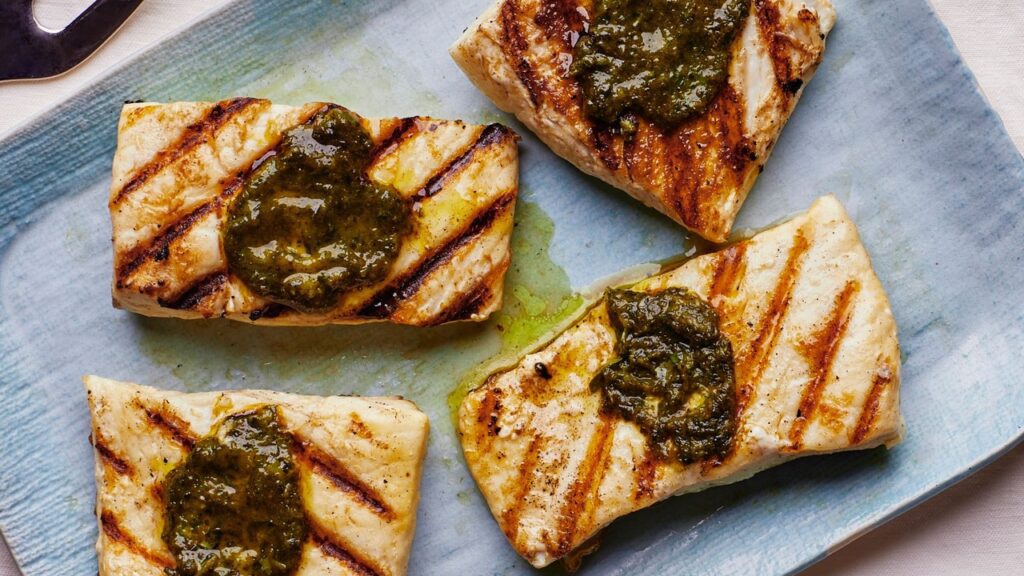 Grilled fish on a grill