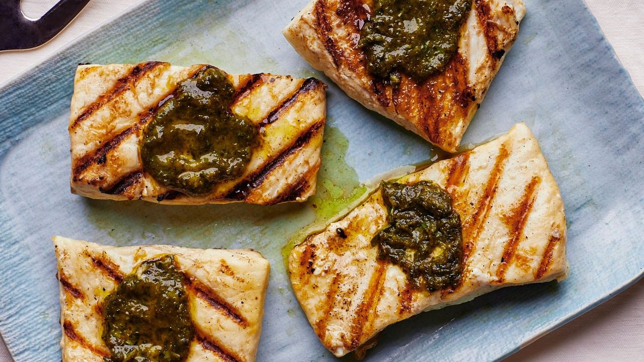 Grilled fish on a grill