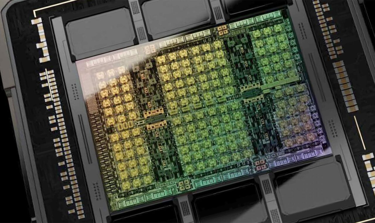 Nvidia Hopper H100 čip, ilustracija AI GPU hardvera