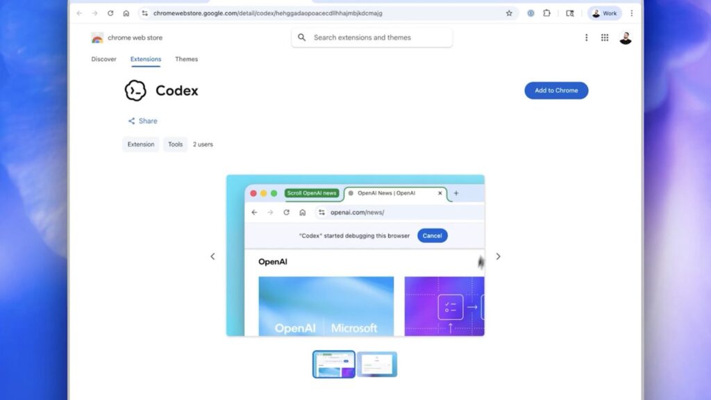 OpenAI predstavio Codexovu ekstenziju za Chrome