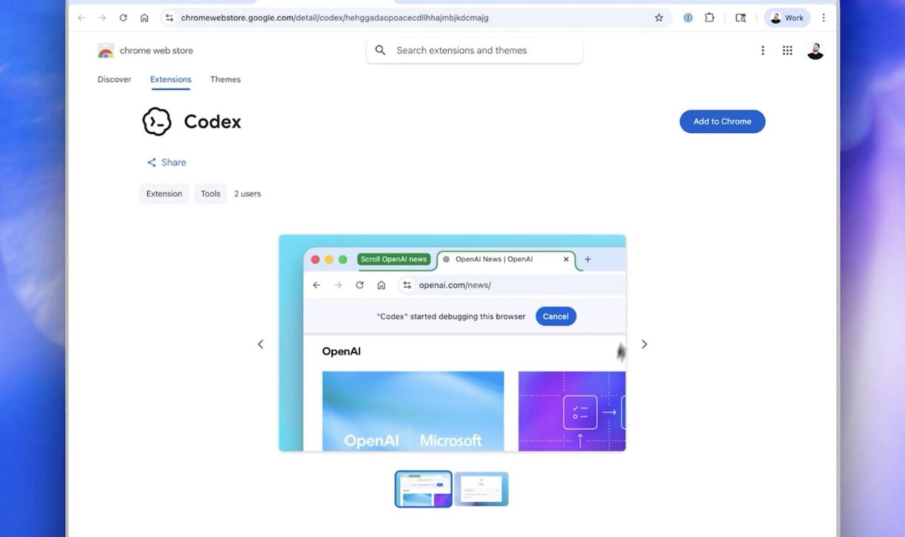 OpenAI predstavio Codexovu ekstenziju za Chrome