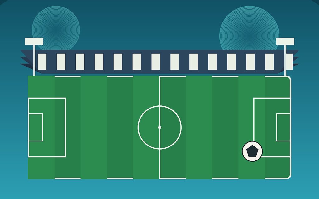 Ilustracija nogometnog stadiona i terena