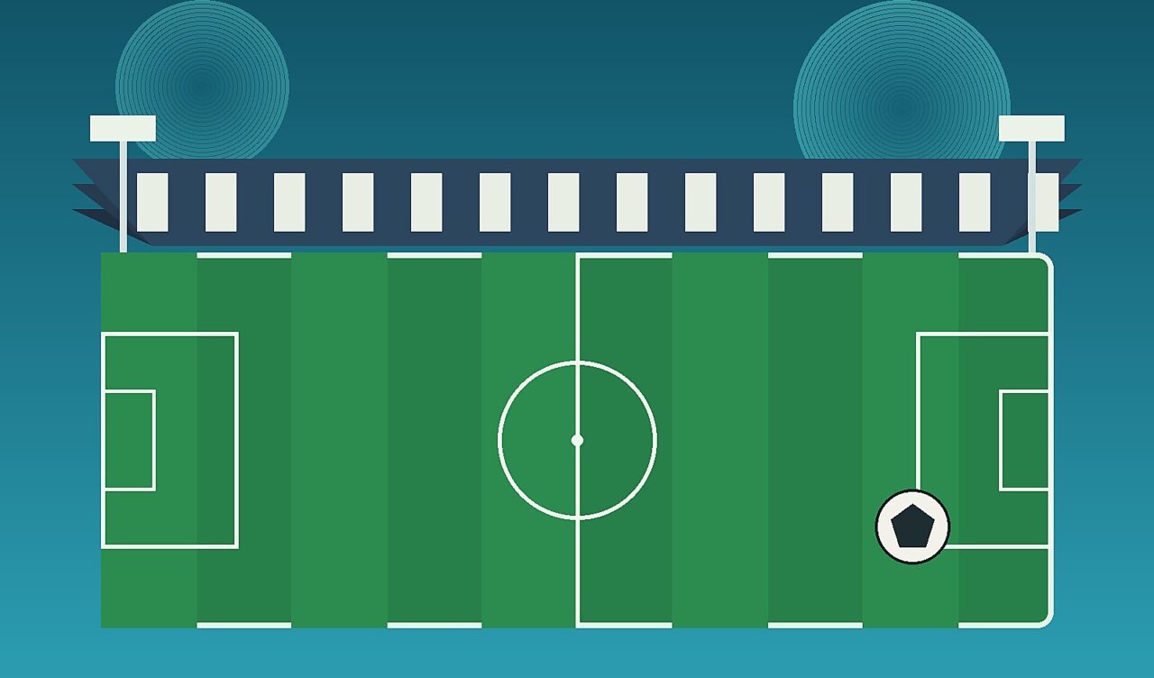 Ilustracija nogometnog stadiona i terena