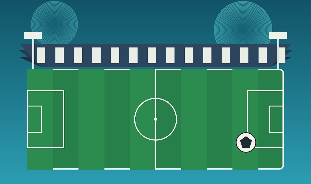 Ilustracija nogometnog stadiona i terena