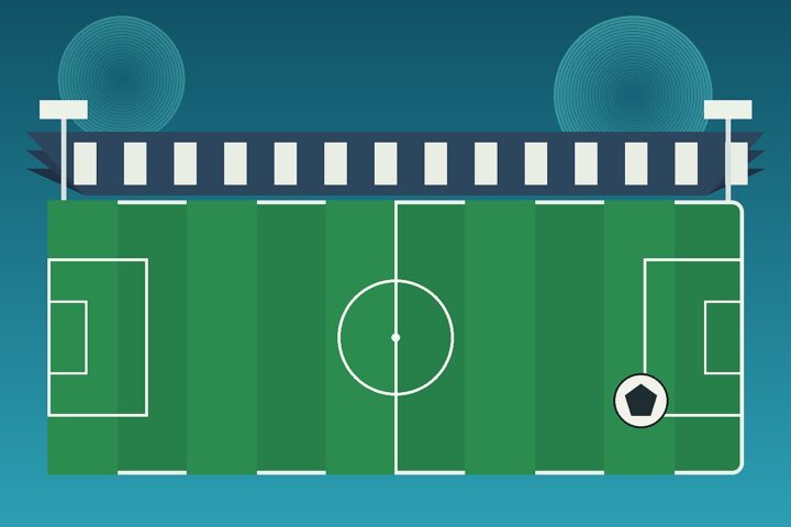 Ilustracija nogometnog stadiona i terena