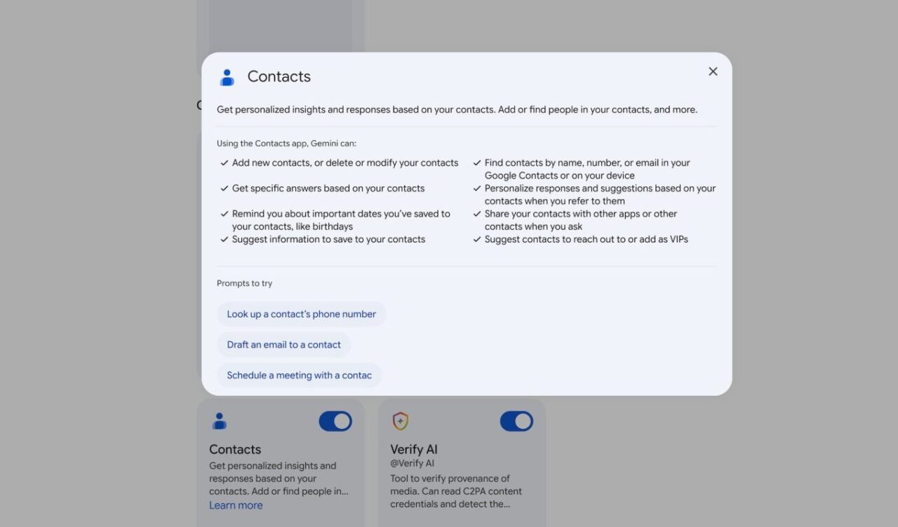 Gemini dobiva integraciju s Google Contactsom za personalizirane odgovore