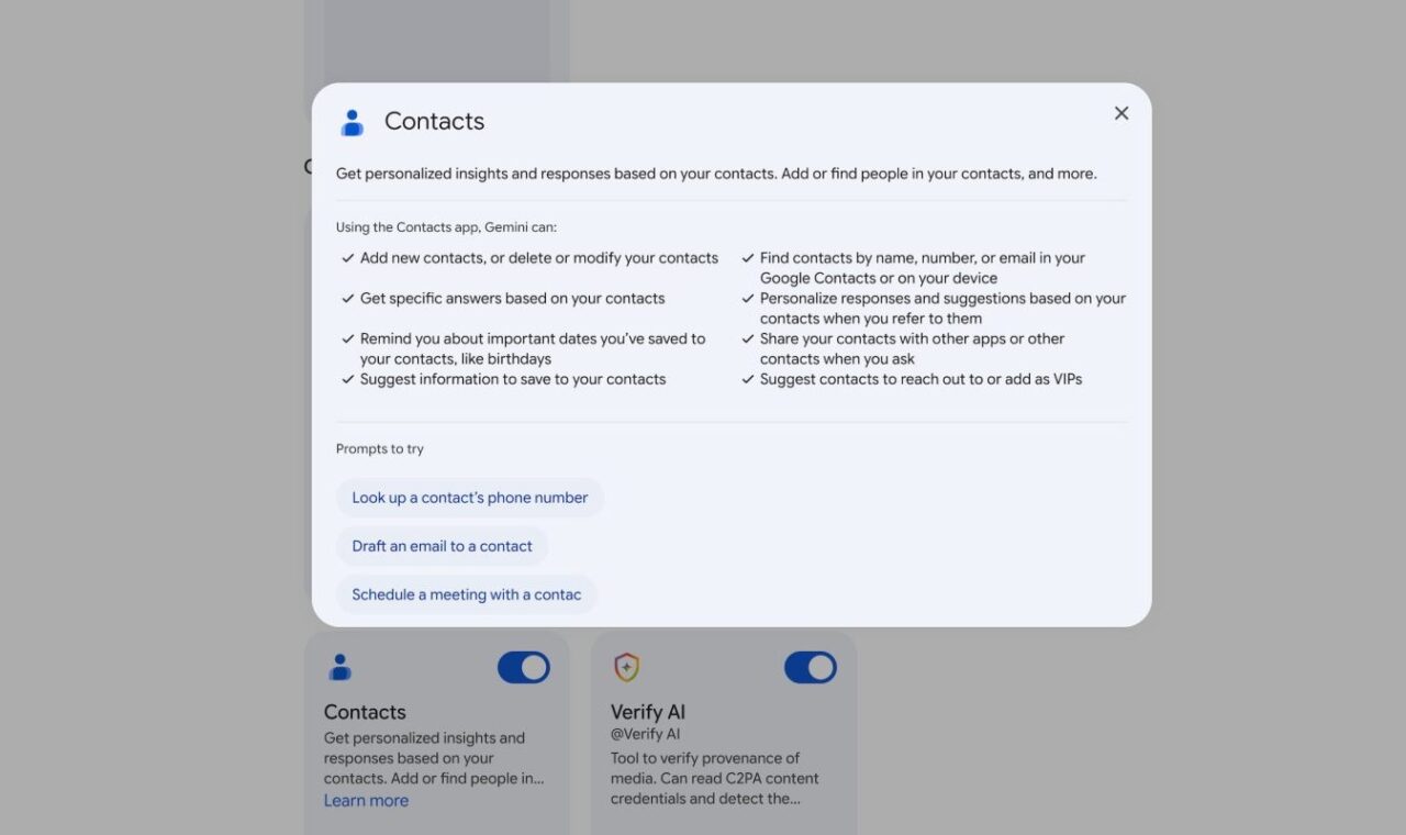 Gemini dobiva integraciju s Google Contactsom za personalizirane odgovore