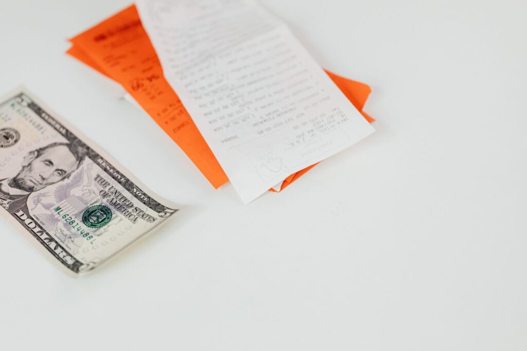 Receipts and financial paperwork illustration