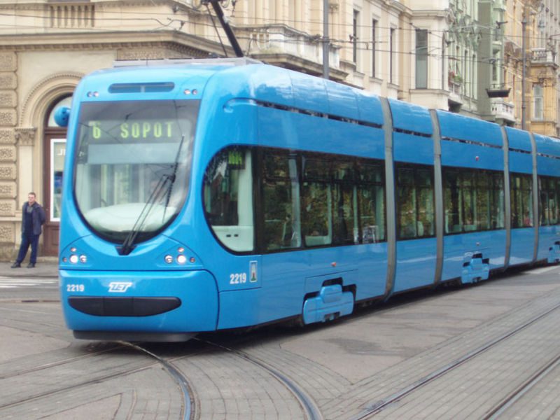 Zagreb tram in city traffic