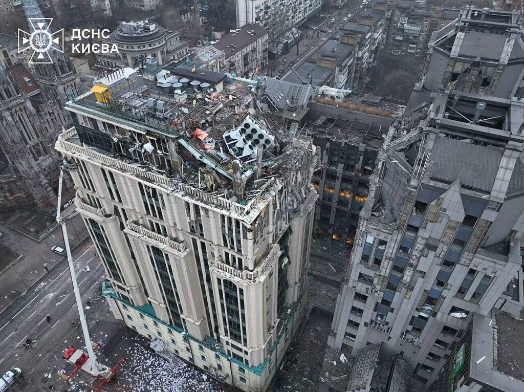 Destruction in Kyiv after Russian attack
