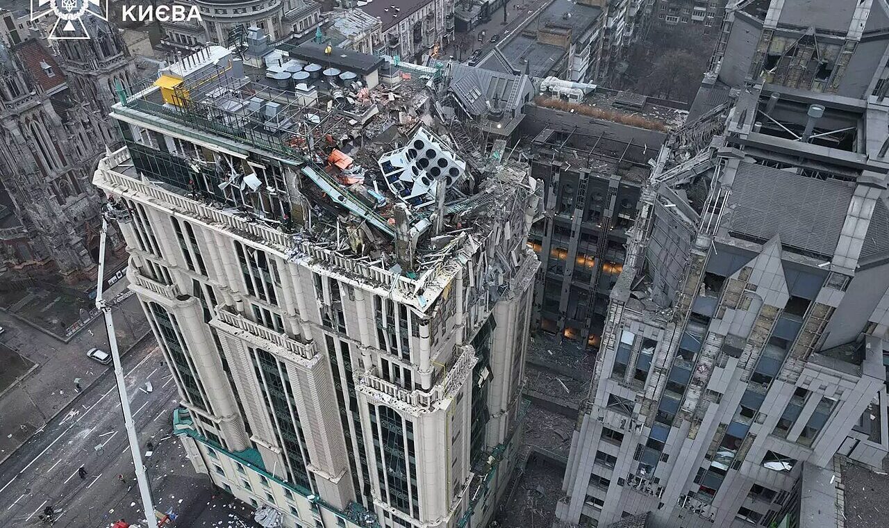Destruction in Kyiv after Russian attack