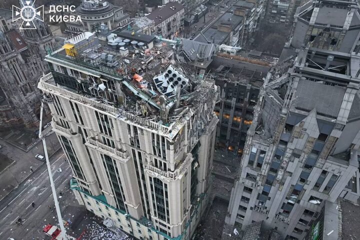 Destruction in Kyiv after Russian attack