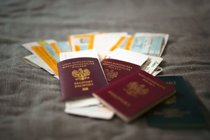 Passport and travel documents as border crossing illustration