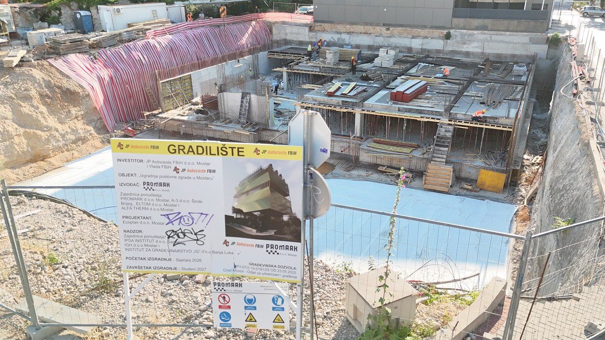 Gradnja novog sjedišta Autocesta FBiH u Mostaru napreduje, vrijednost ugovora 21,68 miliona KM