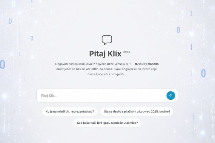 Klix predstavio Pitaj Klix, AI asistenta koji odgovara iz arhive objavljenih članaka
