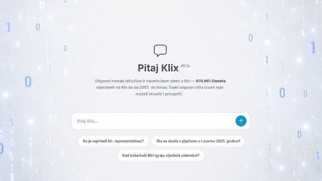 Klix predstavio Pitaj Klix, AI asistenta koji odgovara iz arhive objavljenih članaka