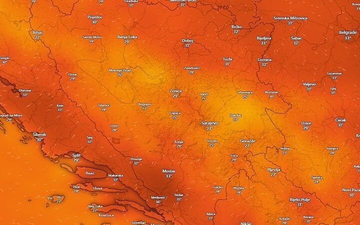 Narančasti meteoalarm zbog vrućine: u Hercegovini do 39 stupnjeva, stižu i pljuskovi