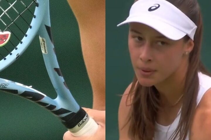 Sönmez na Wimbledonu dobila zabranu za značku s palestinskom zastavom, pa na reket stavila lubenicu